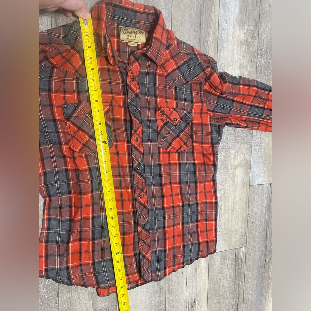 Wrangler Retro Mens Red Plaid Pearl Black Snap Shirt Long Sleeve SZ L MVR458A - Picture 11 of 14